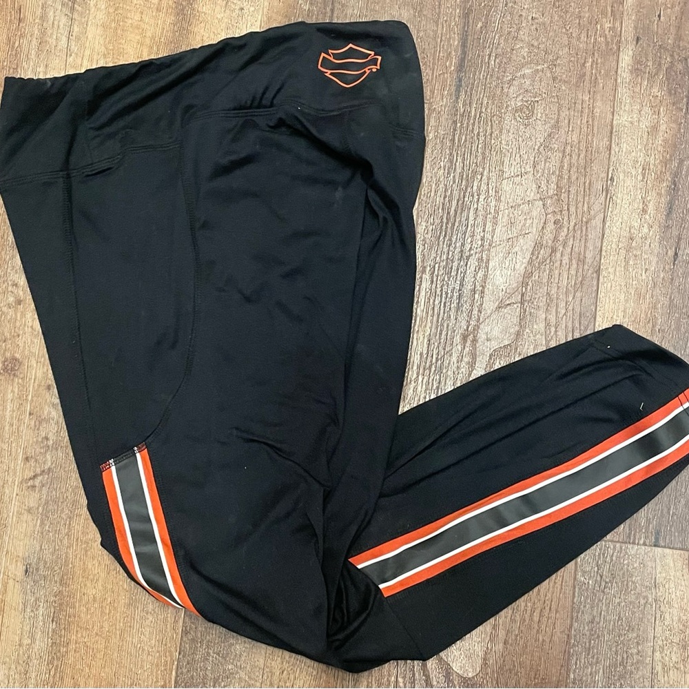 Harley Davidson black leggings with stripes sz XL